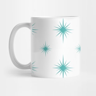 Turquoise Blue Atomic Starburst Mid Century Pattern Mug